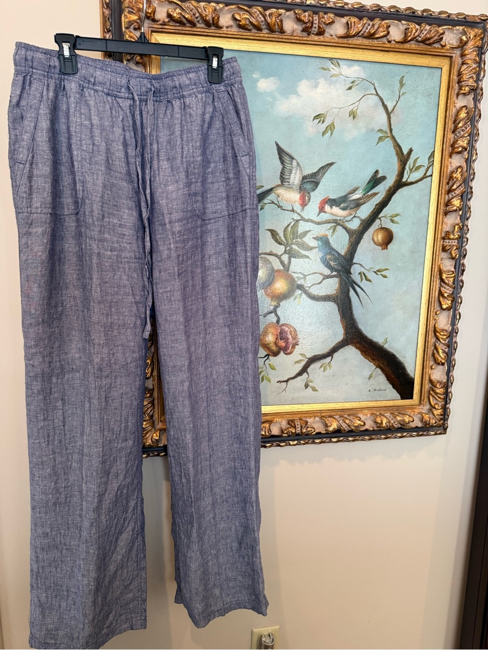 Jones New York Wide-Leg Linen Pants in medium heathered Blue